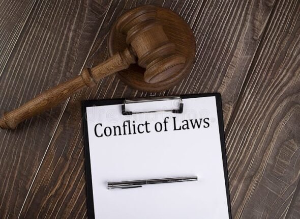 conflict-laws-text-paper-gavel-wooden-background-conflict-laws-text-paper-gavel-wooden-224829837